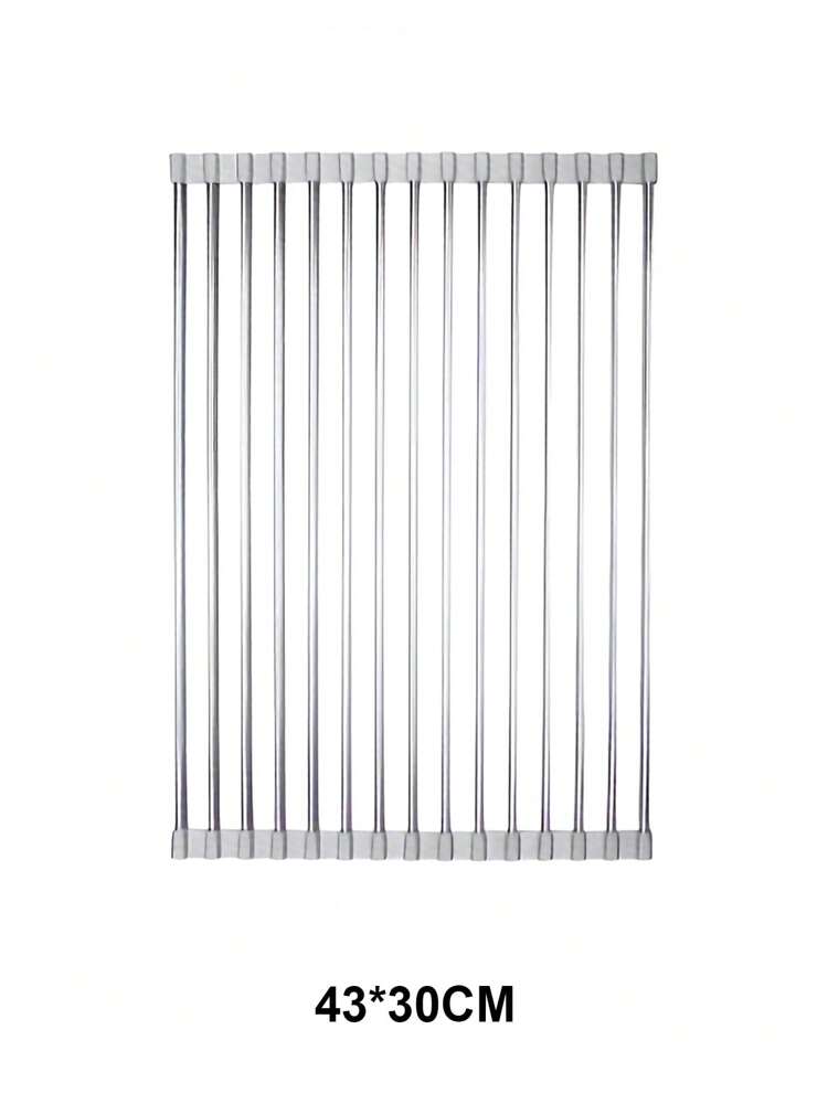 1PC Roll-Up Dish Drying Rack – Over-the-Sink Stainless Steel Dish Drainer Mat for Kitchen & Cooking