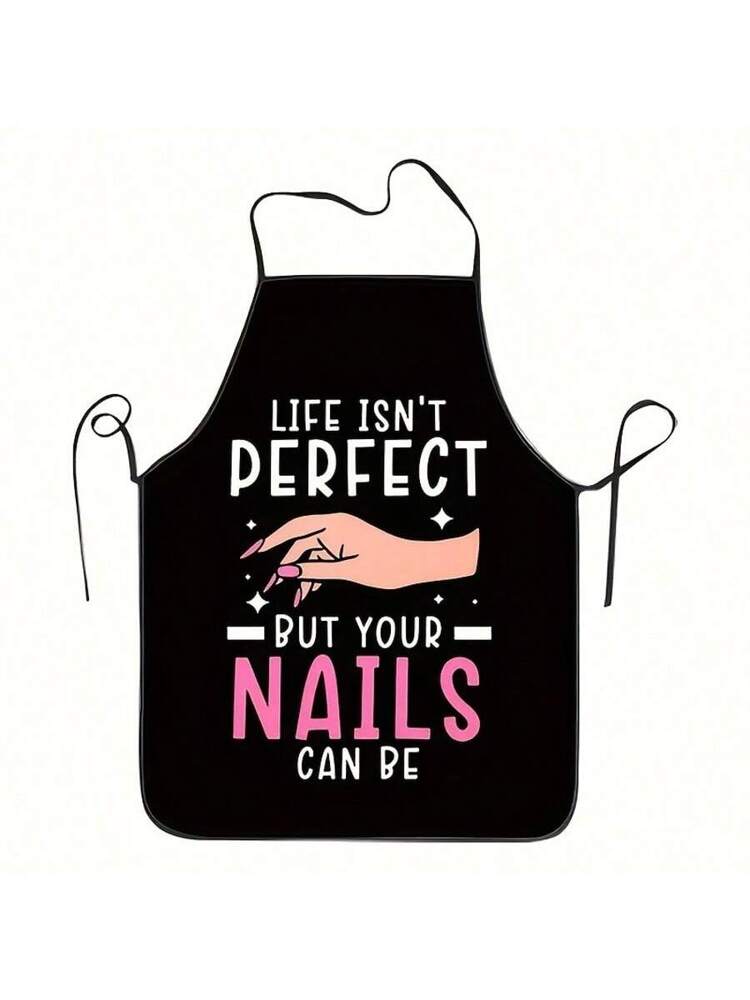 1pc Waterproof Oil-Proof PVC Apron with Fork & Spoon Pattern – Modern Kitchen, Cooking, Garden & Cleaning Apron