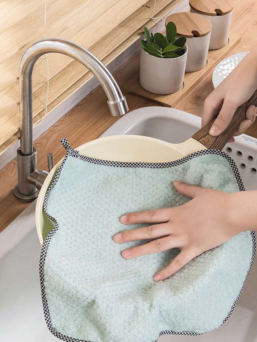 10pcs Coral Fleece Hanging Dish Cloth Set – Absorbent Kitchen Towels, Reusable Cleaning Rags for Home, Bathroom, Small Business Use