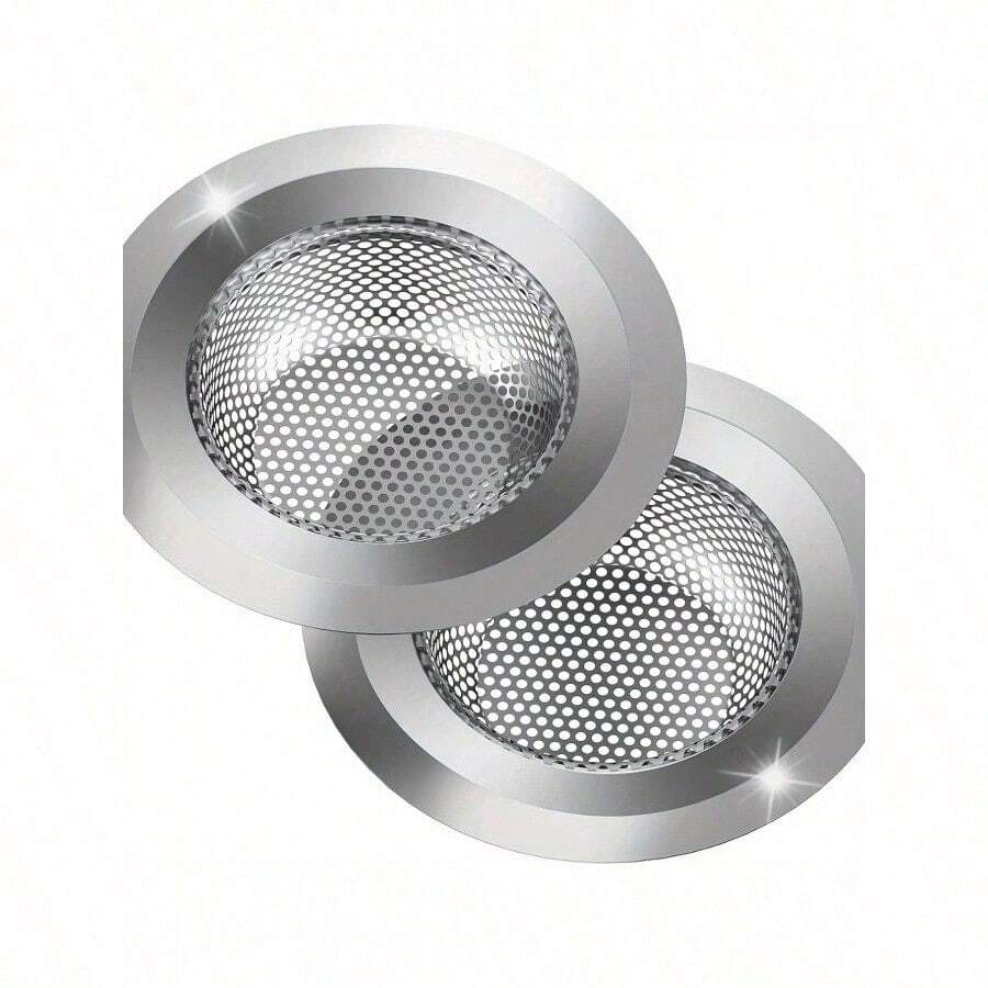 2pcs Stainless Steel Anti-Clog Sink Strainers – 4.5" Wide-Edge Microporous Filters for Kitchen Drain & Veggie Washing