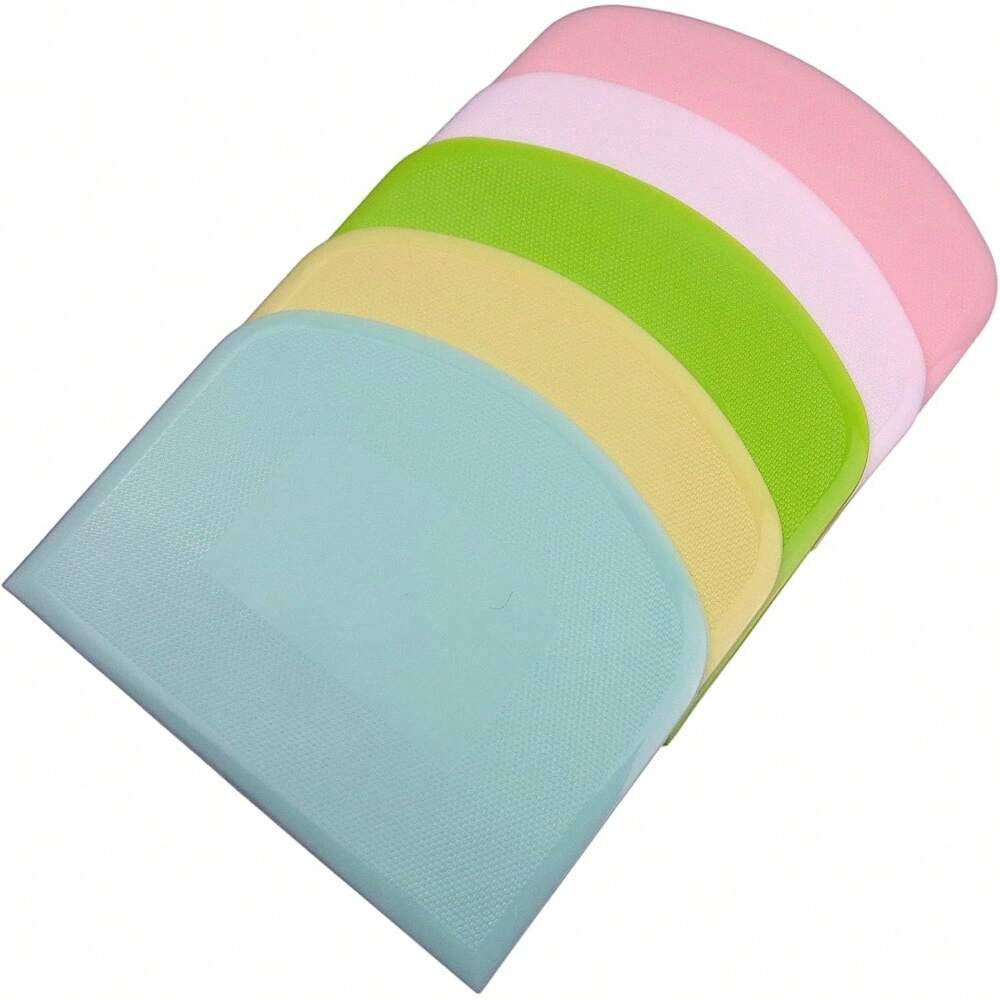 5-Pack Flexible Plastic Dough Scrapers – Multipurpose Bowl Cutters for Bread, Cake, Fondant & Icing, Food-Safe Baking Tools
