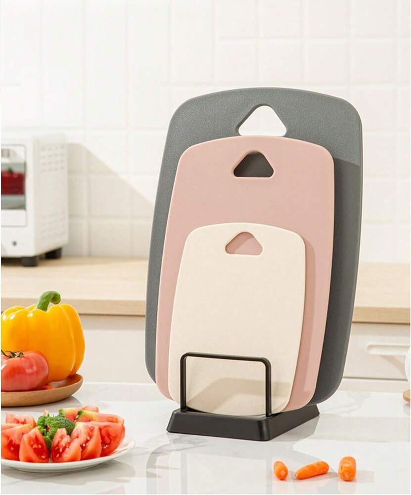 3Pcs Plastic Cutting Board Set With Easy Grip Handle – Thick, Durable Chopping Boards For Meat, Veggies, Fruits – Dishwasher Safe, Non-Slip, Space-Saving Design, Ideal For Daily Kitchen Use (Pink)