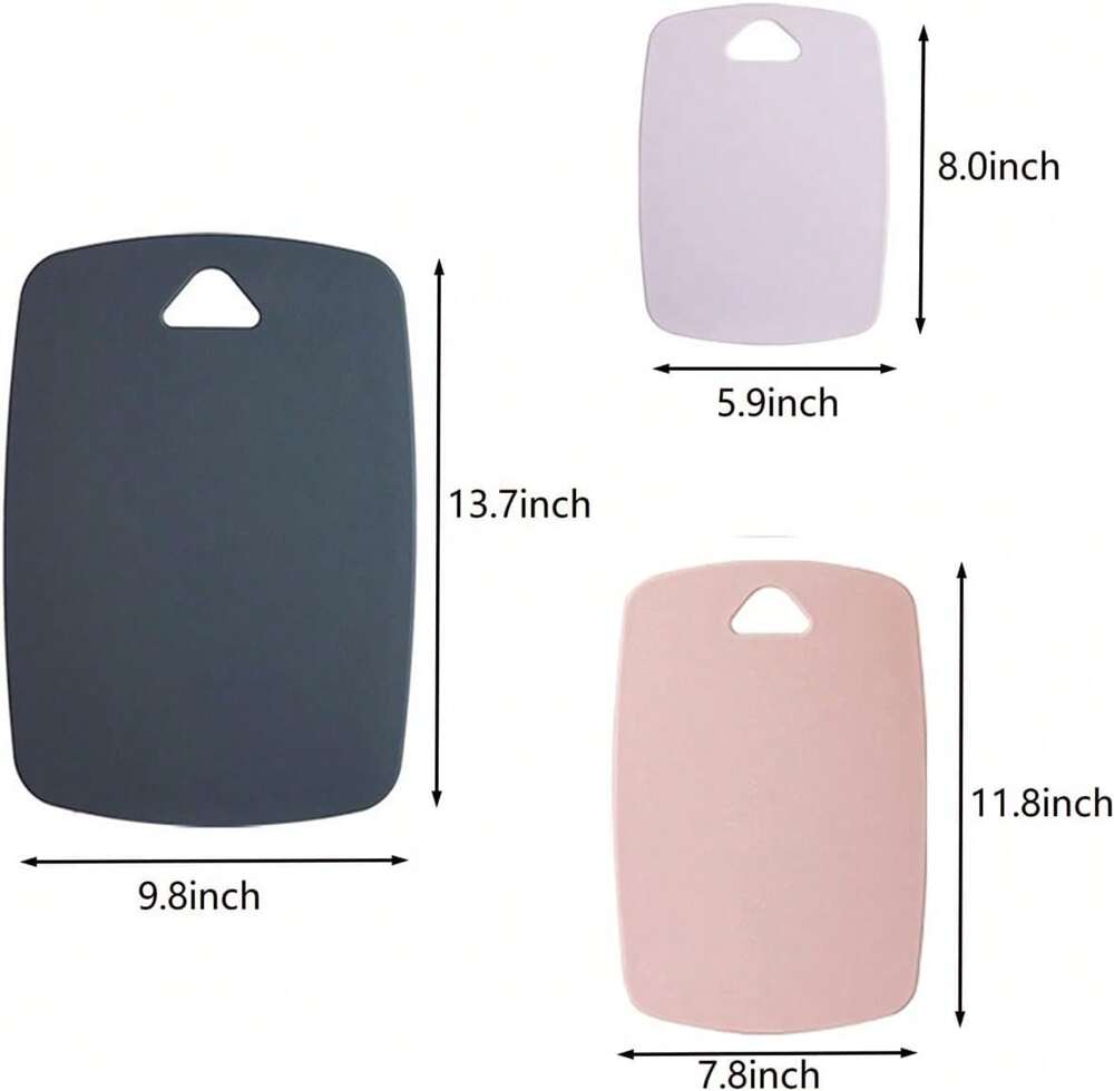 3Pcs Plastic Cutting Board Set With Easy Grip Handle – Thick, Durable Chopping Boards For Meat, Veggies, Fruits – Dishwasher Safe, Non-Slip, Space-Saving Design, Ideal For Daily Kitchen Use (Pink)