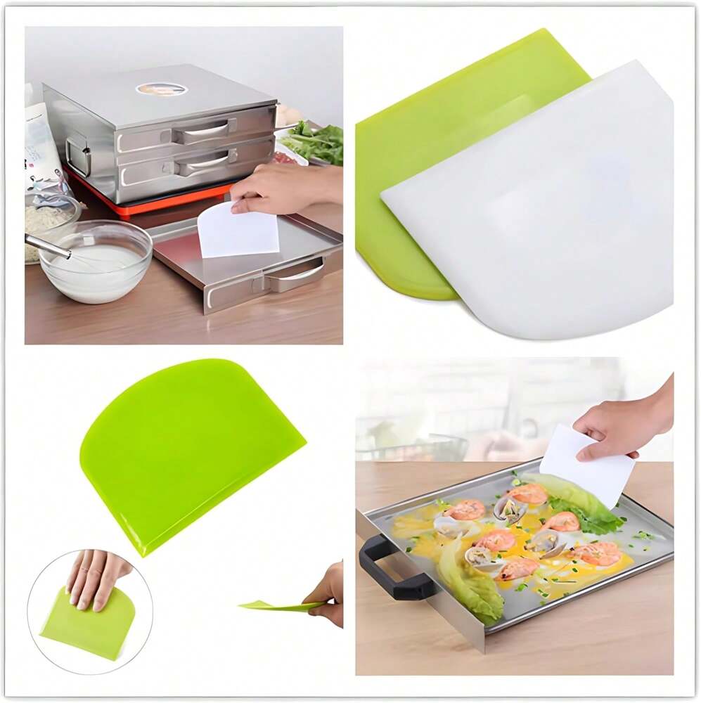 5-Pack Flexible Plastic Dough Scrapers – Multipurpose Bowl Cutters for Bread, Cake, Fondant & Icing, Food-Safe Baking Tools