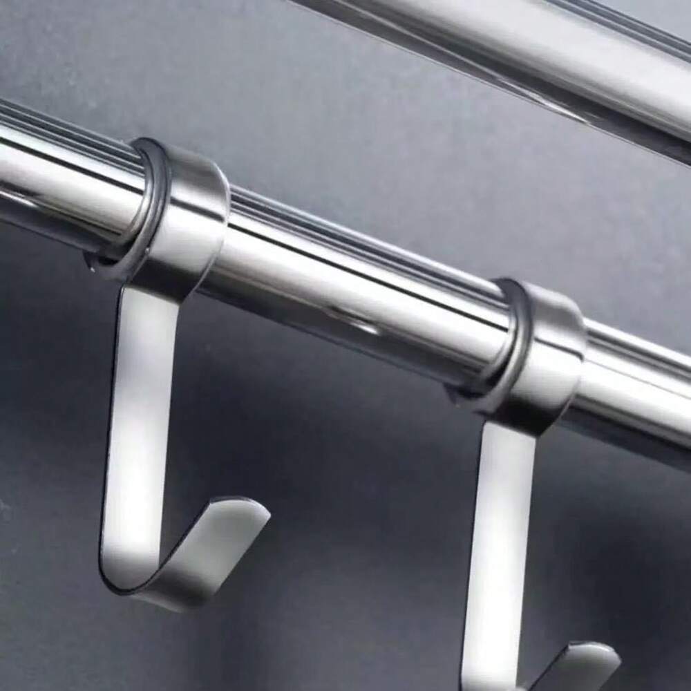 50cm Wall-Mounted 304 Stainless Steel Towel Rack – Thickened Bathroom Shelf, Drill-Free or Drill Installation Option