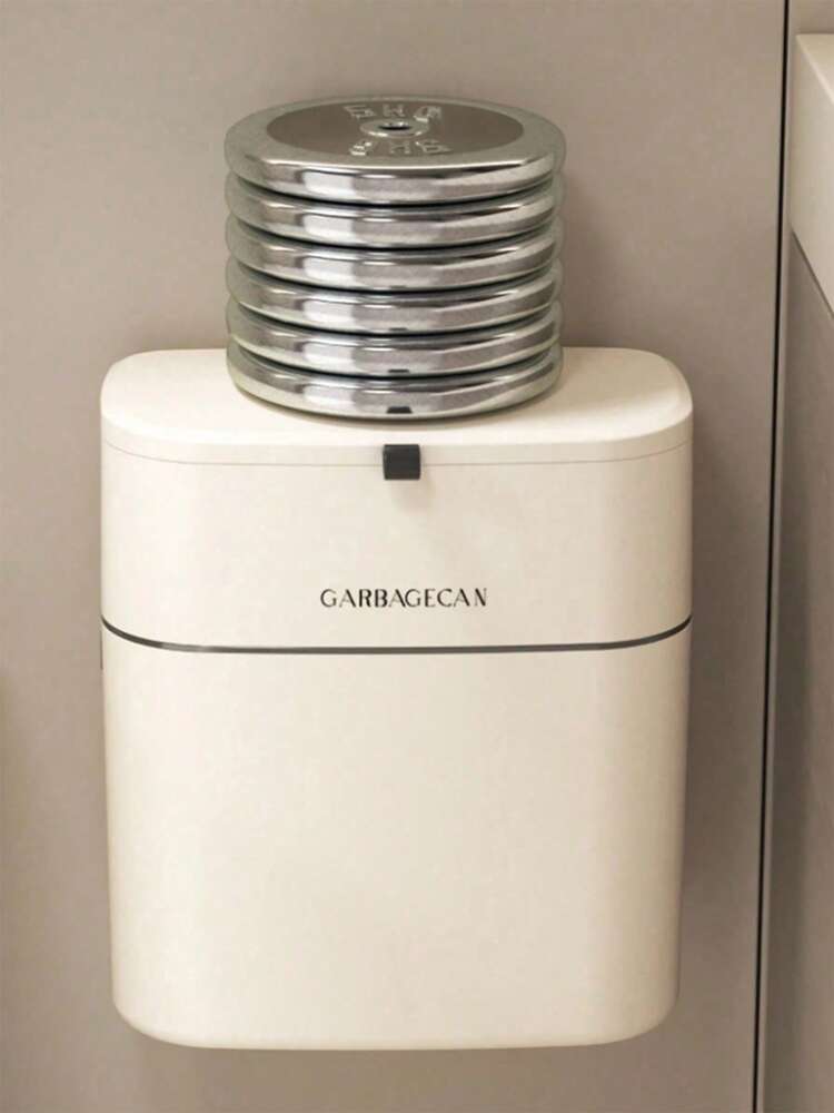 1pc Hanging Trash Bin With Lid, Compact Compost Bin For Kitchen Cabinet Or Bathroom, Space-Saving Design