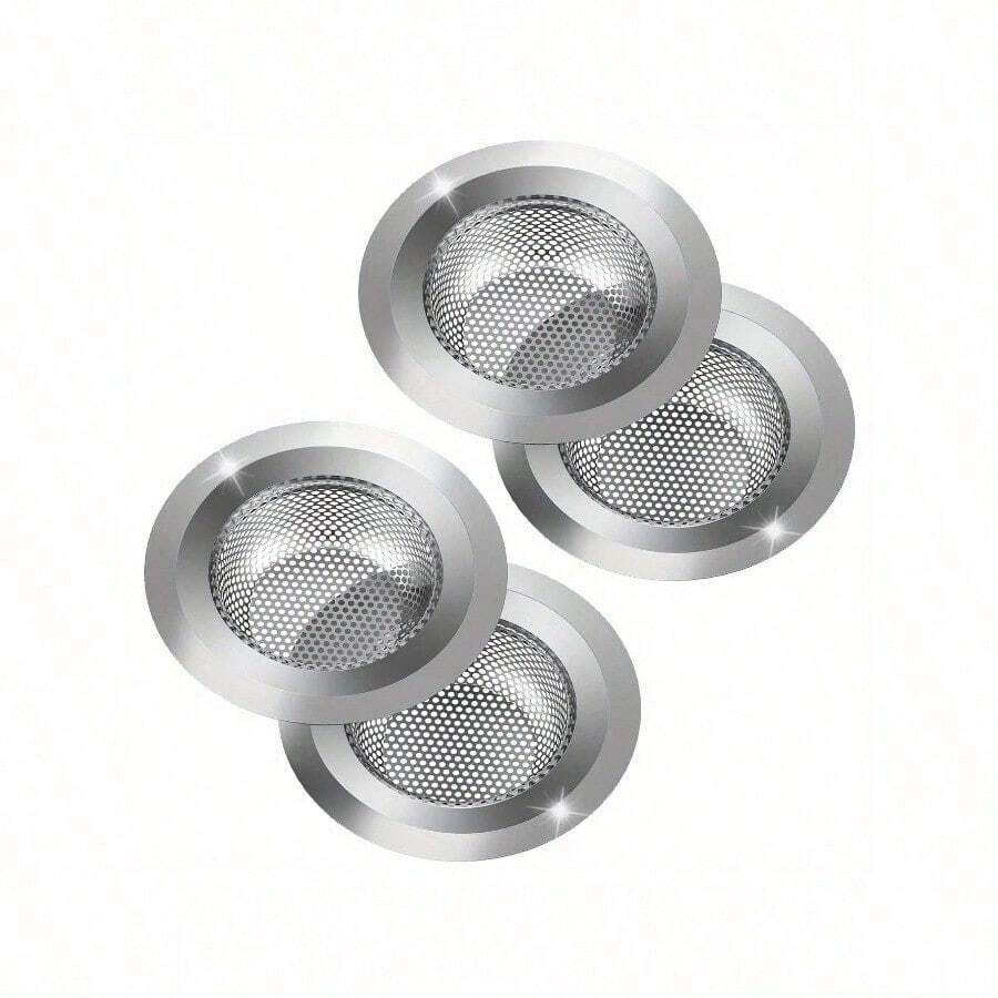 2pcs Stainless Steel Anti-Clog Sink Strainers – 4.5" Wide-Edge Microporous Filters for Kitchen Drain & Veggie Washing