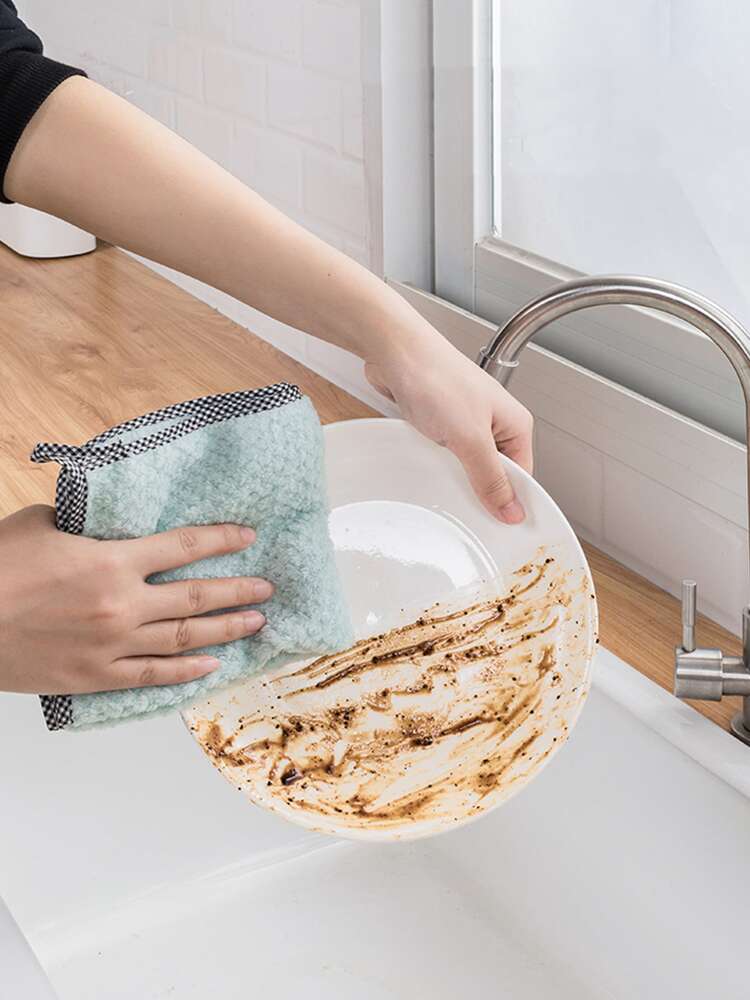 10pcs Coral Fleece Hanging Dish Cloth Set – Absorbent Kitchen Towels, Reusable Cleaning Rags for Home, Bathroom, Small Business Use