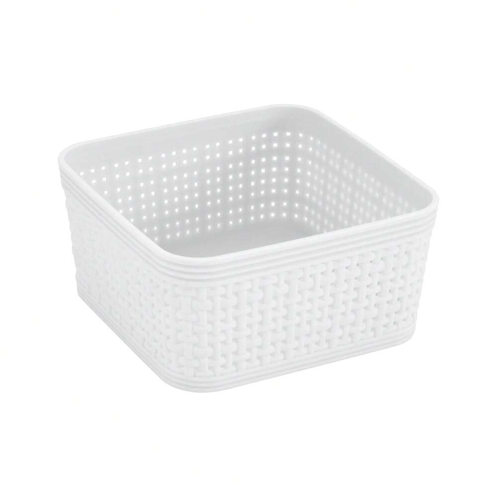 6-Pack Plastic Storage Basket Set – White Organizing Bins for Home, Office, Bathroom, or Kitchen