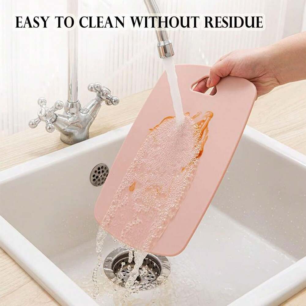 3Pcs Plastic Cutting Board Set With Easy Grip Handle – Thick, Durable Chopping Boards For Meat, Veggies, Fruits – Dishwasher Safe, Non-Slip, Space-Saving Design, Ideal For Daily Kitchen Use (Pink)