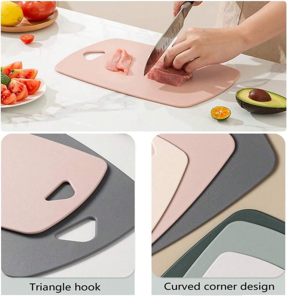 3Pcs Plastic Cutting Board Set With Easy Grip Handle – Thick, Durable Chopping Boards For Meat, Veggies, Fruits – Dishwasher Safe, Non-Slip, Space-Saving Design, Ideal For Daily Kitchen Use (Pink)