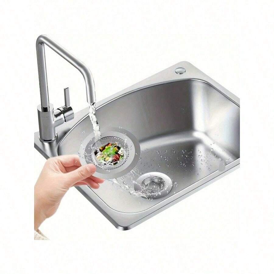 2pcs Stainless Steel Anti-Clog Sink Strainers – 4.5" Wide-Edge Microporous Filters for Kitchen Drain & Veggie Washing
