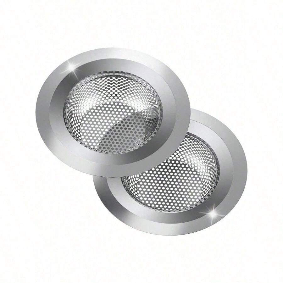 2pcs Stainless Steel Anti-Clog Sink Strainers – 4.5" Wide-Edge Microporous Filters for Kitchen Drain & Veggie Washing