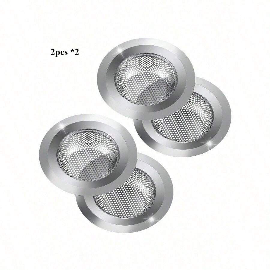 2pcs Stainless Steel Anti-Clog Sink Strainers – 4.5" Wide-Edge Microporous Filters for Kitchen Drain & Veggie Washing