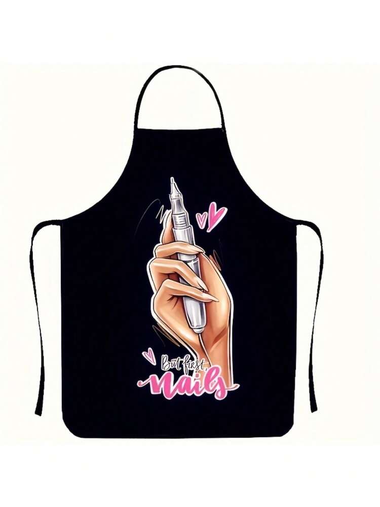 1pc Waterproof Oil-Proof PVC Apron with Fork & Spoon Pattern – Modern Kitchen, Cooking, Garden & Cleaning Apron