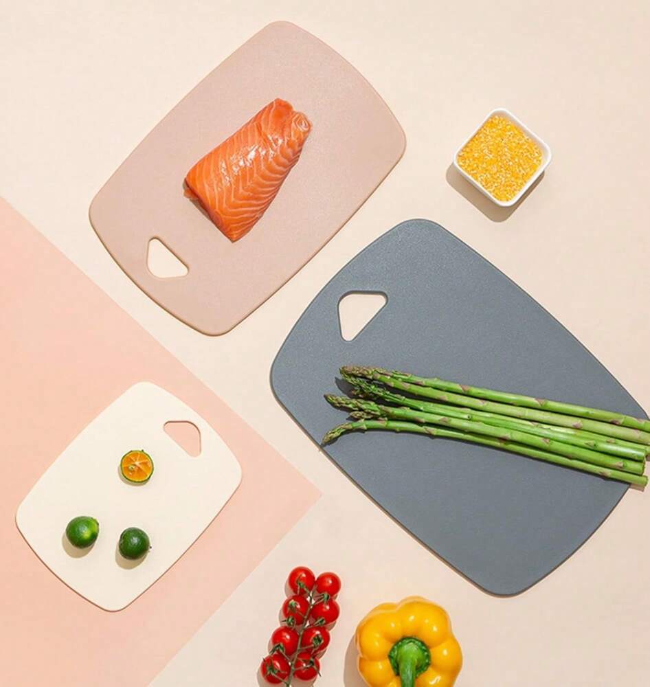 3Pcs Plastic Cutting Board Set With Easy Grip Handle – Thick, Durable Chopping Boards For Meat, Veggies, Fruits – Dishwasher Safe, Non-Slip, Space-Saving Design, Ideal For Daily Kitchen Use (Pink)